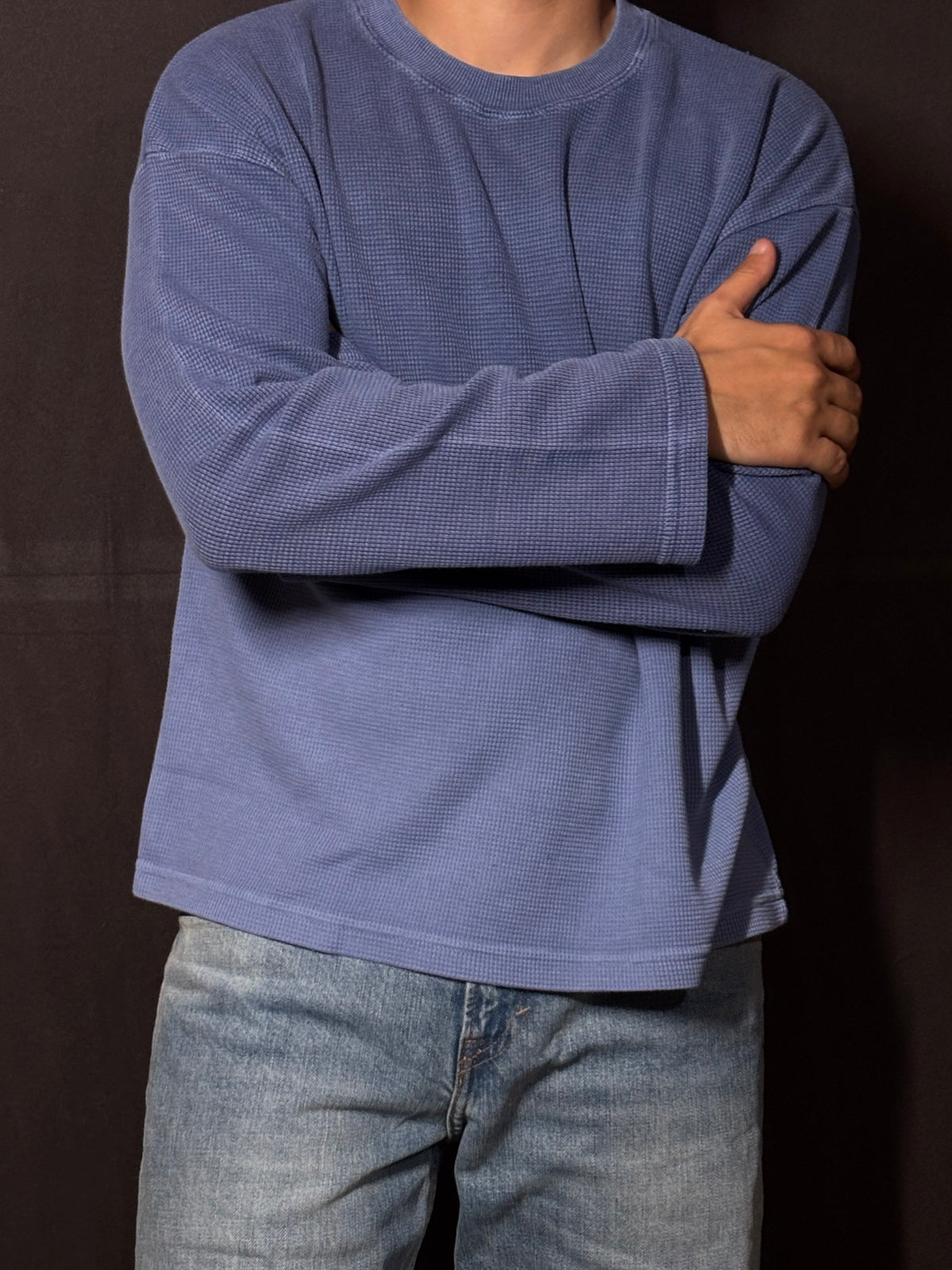 BLUE OMBRE WAFFLE KNIT