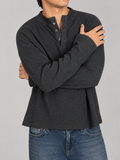 Acid Washed Henley-Dark Grey