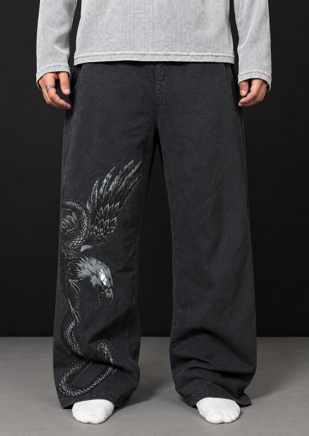 SHADOWBORNE ACID WASHED BAGGY JOGGERS