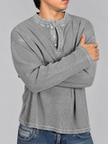 Acid Washed Henley-Light Grey