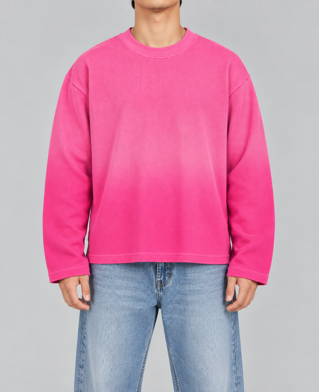 PINK OMBRE WAFFLE KNIT