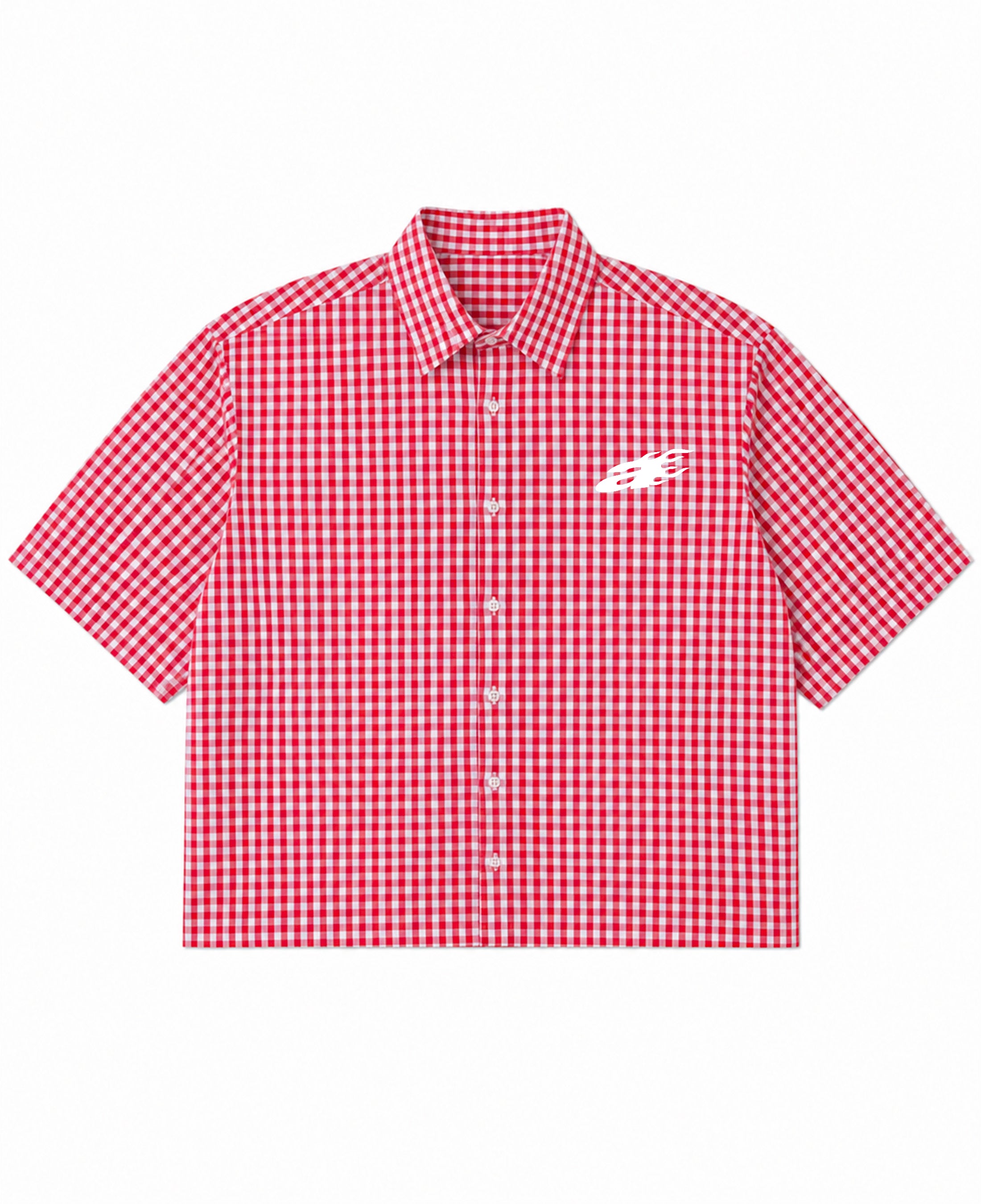 Red Picnic Oxford Boxy Shirt Front Design
