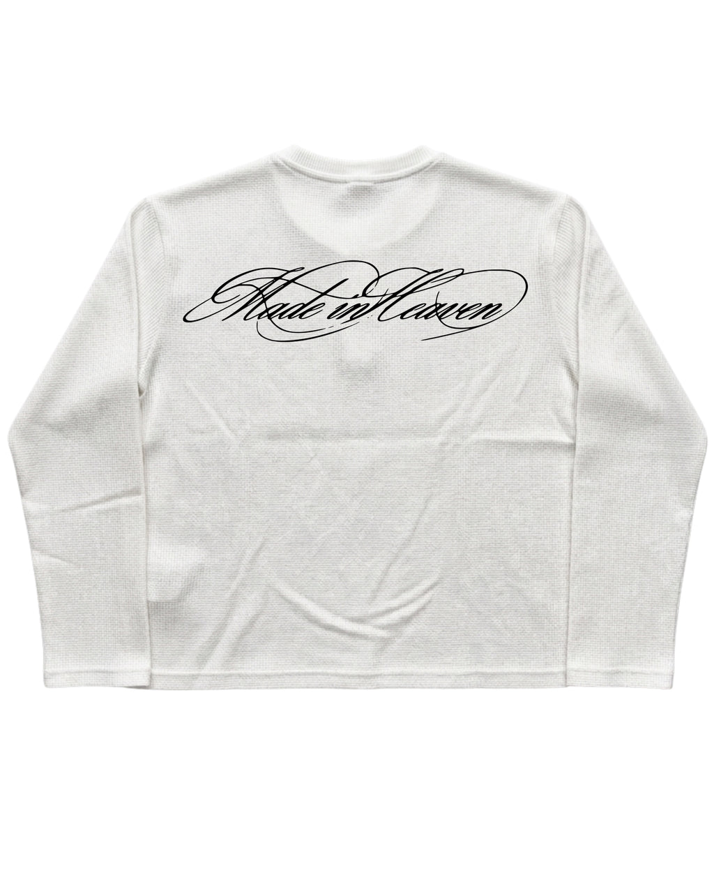 White Henley waffle knit Back Design