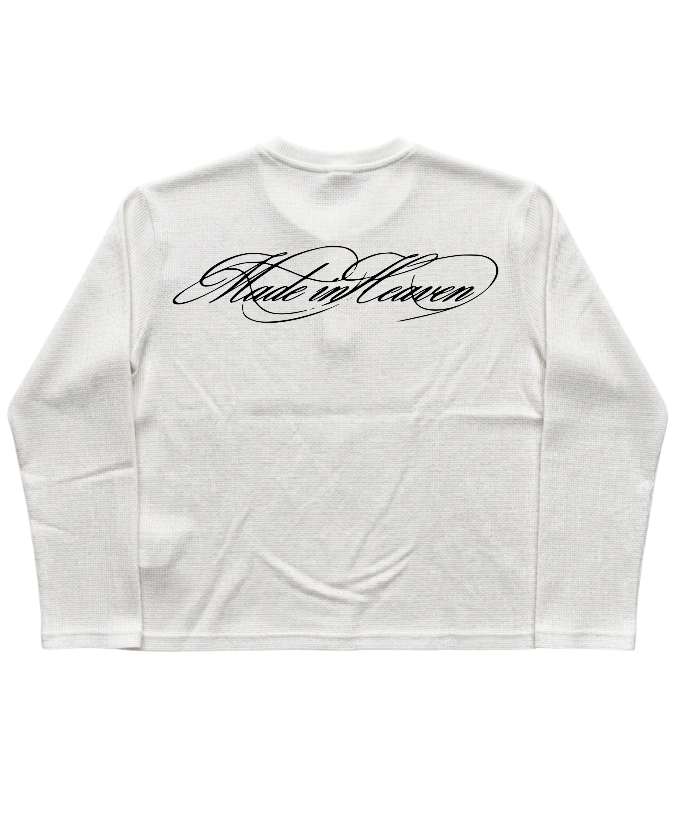 White Henley waffle knit Back Design