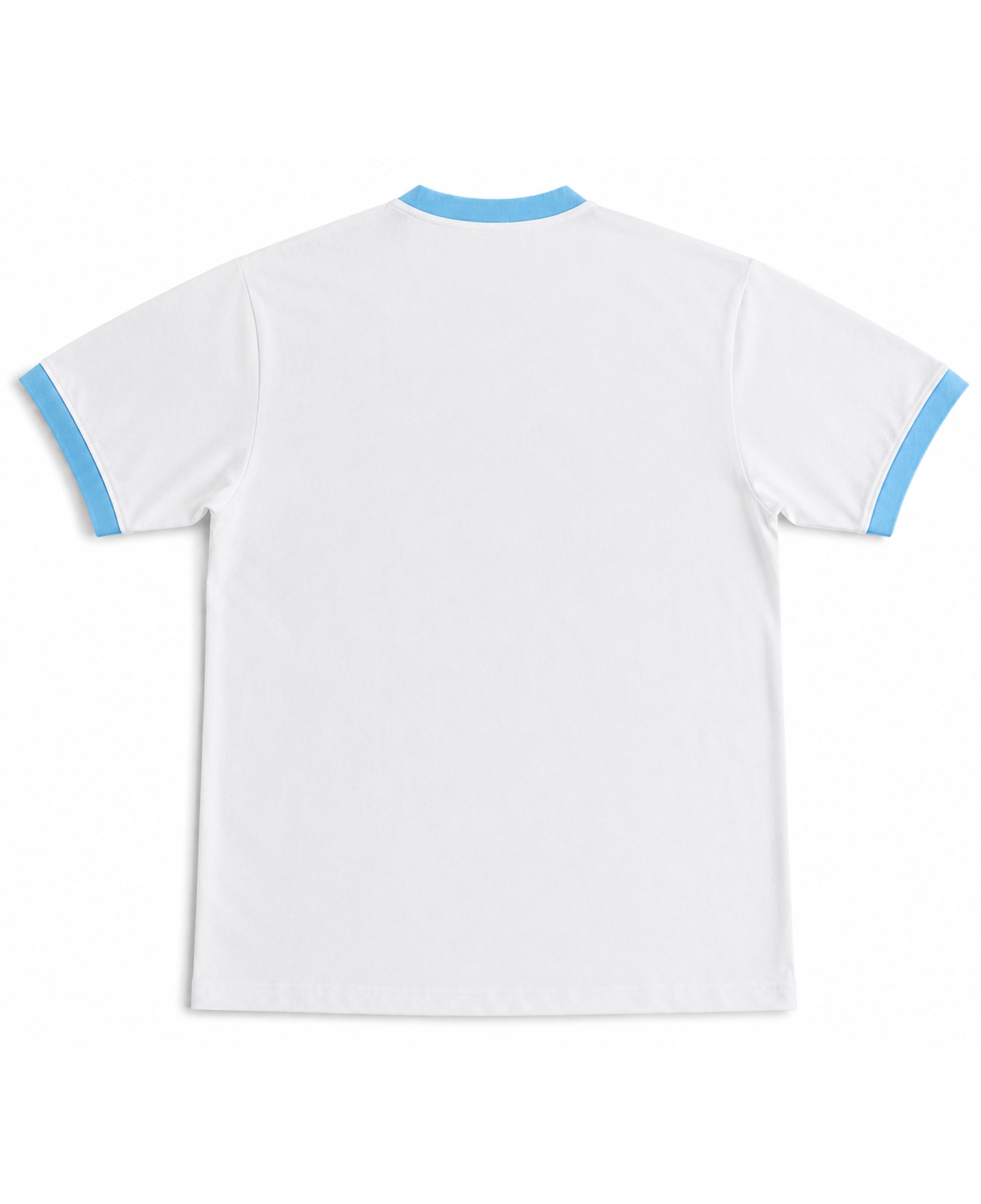 White & Sky Blue Ringer tee Back Design