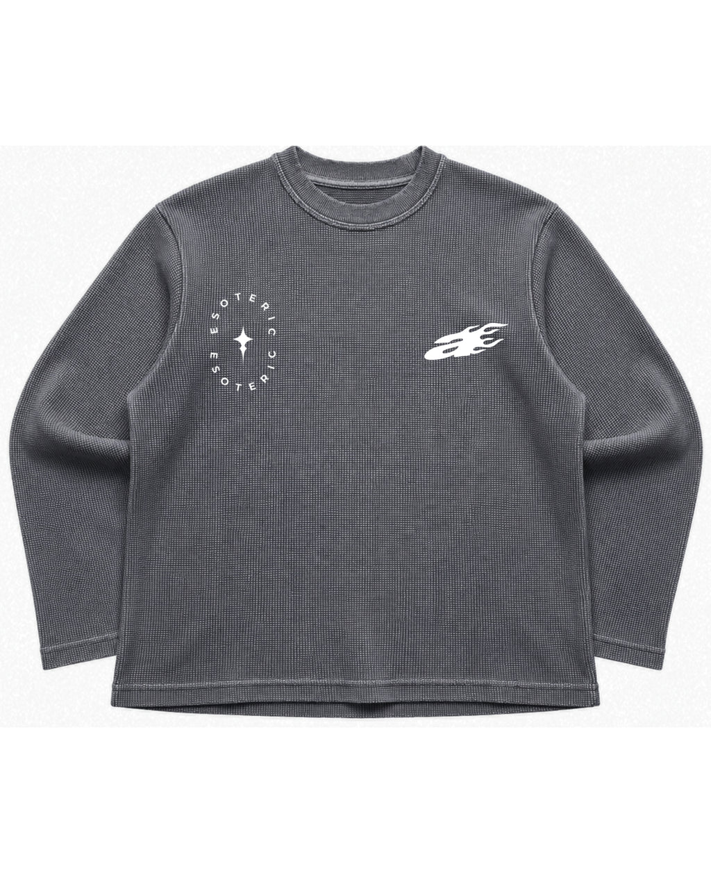 Acidwash waffle knit oversized full-sleeve Front Design