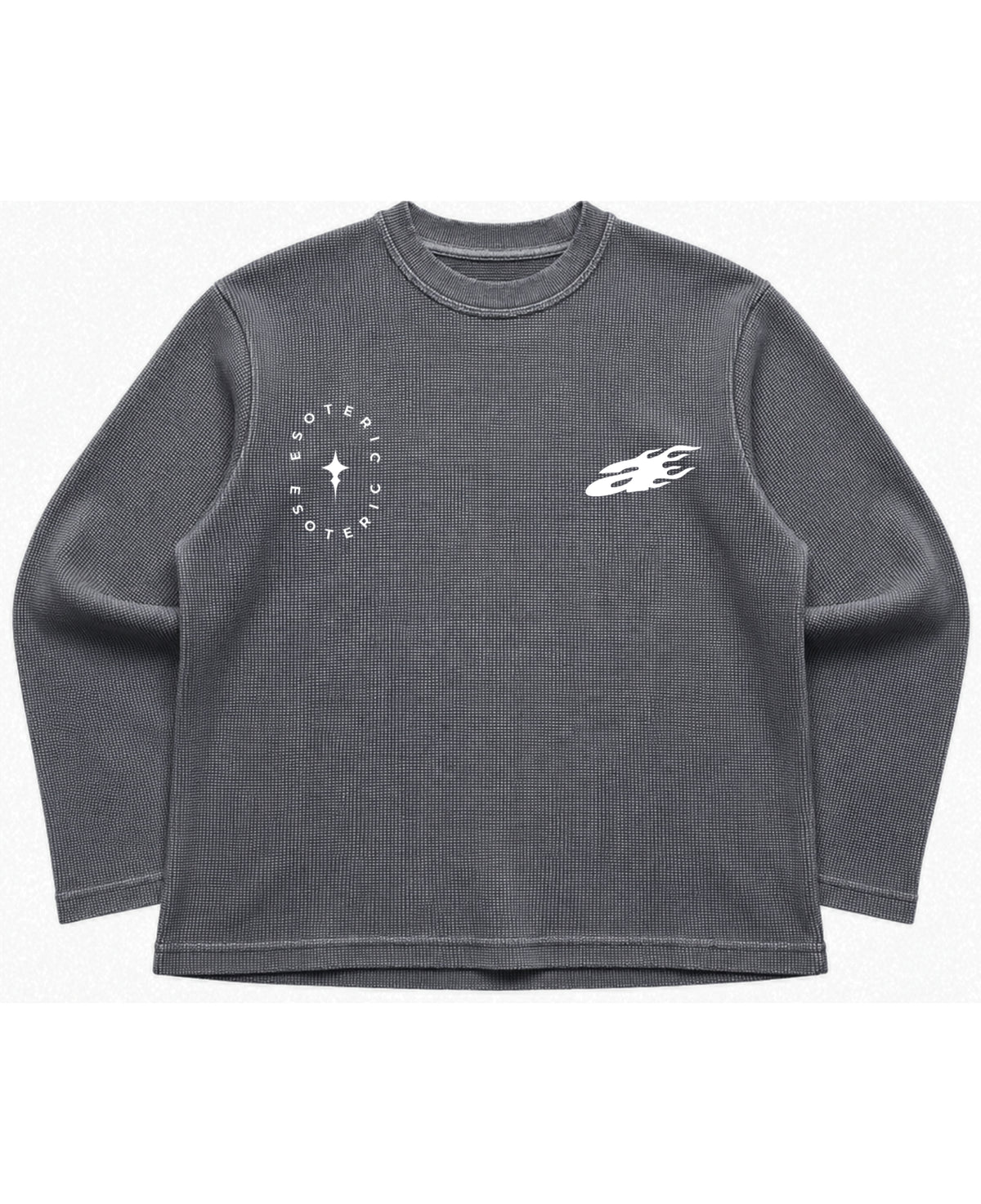 Acidwash waffle knit oversized full-sleeve Front Design