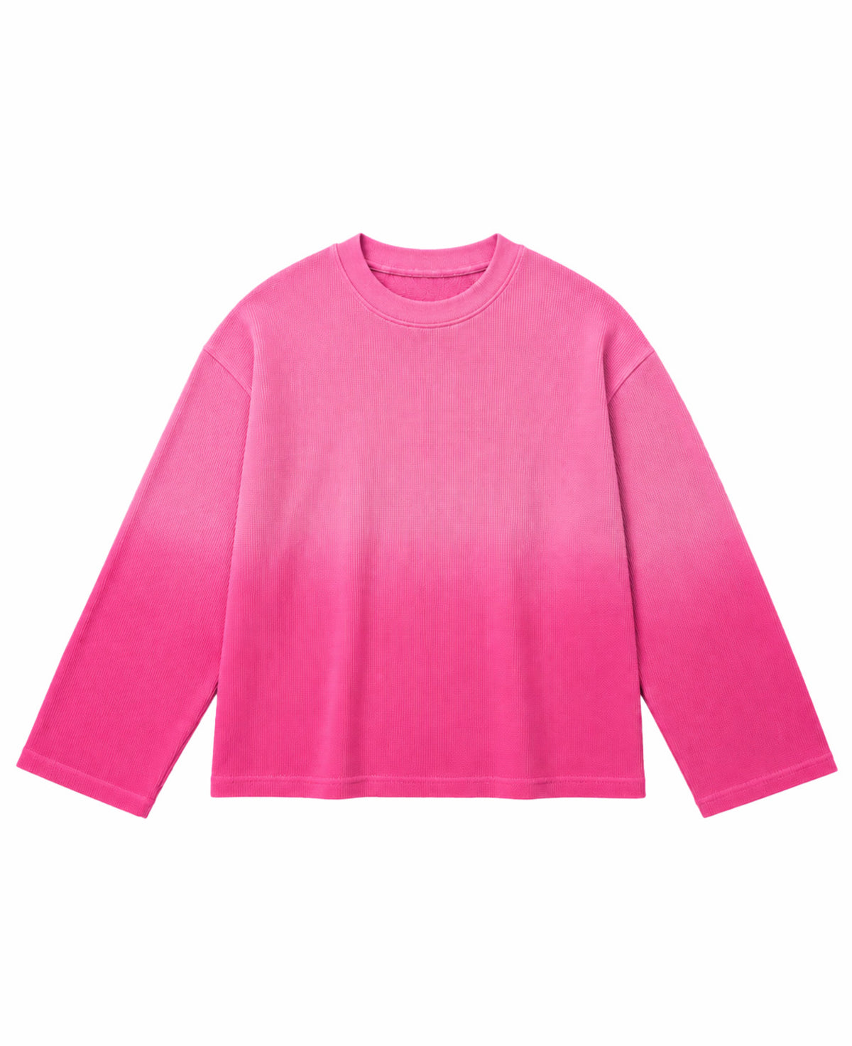 Pink Ombré Waffle Knit Oversized Full-Sleeve Front Design