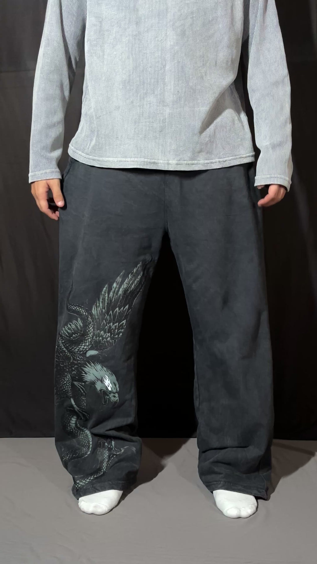 SHADOWBORNE ACID WASHED BAGGY JOGGERS